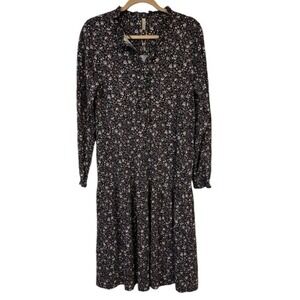 Soyaconcept Floral Print Long Sleeve Midi‎ Dress Boho Casual Medium